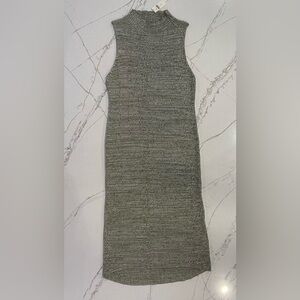 Daily Practice Green Ribbed Midi Dress XL NWT Minimalist Mock Neck